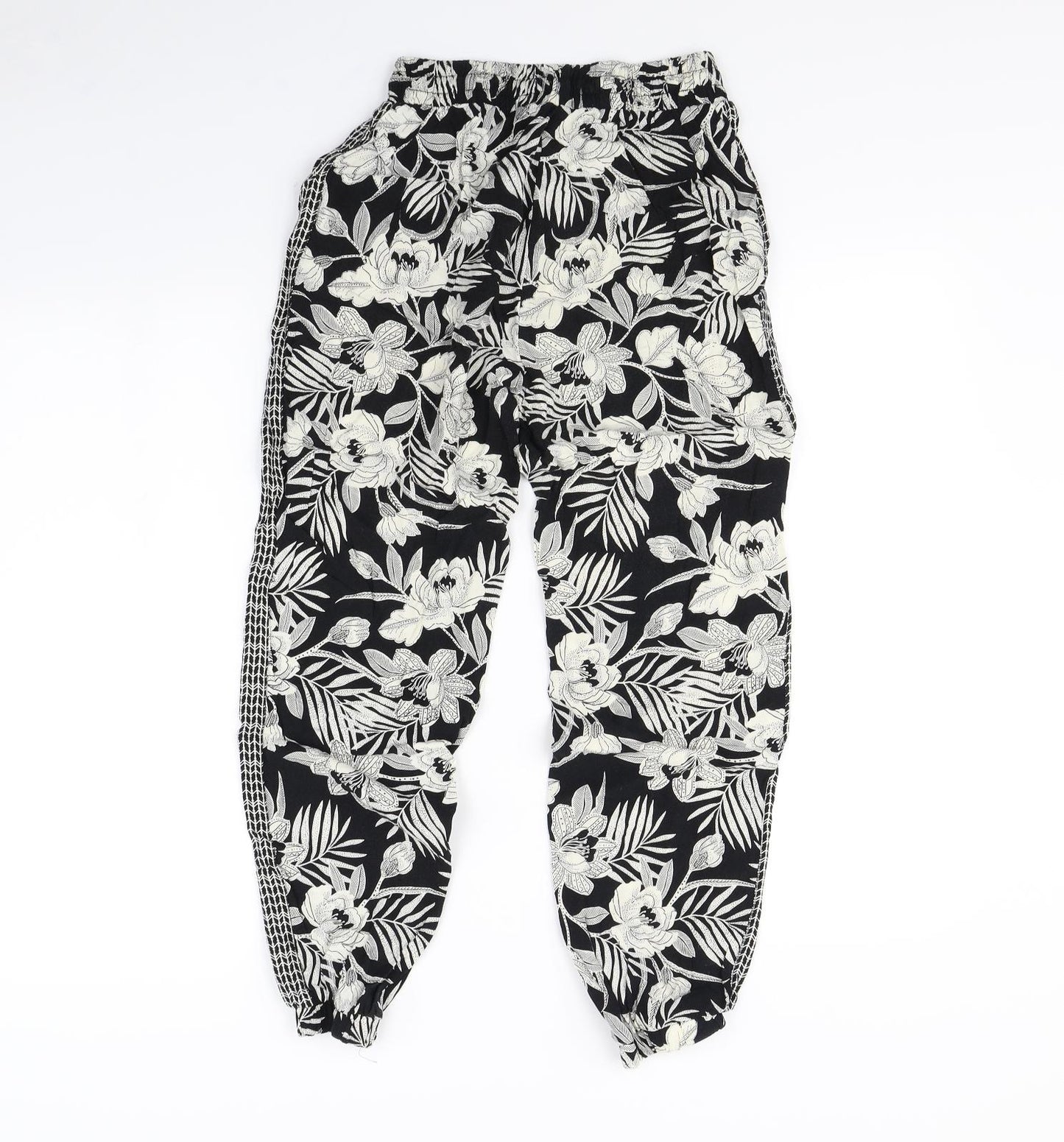 New Look Womens Black Floral  Trousers  Size 10 L23 in