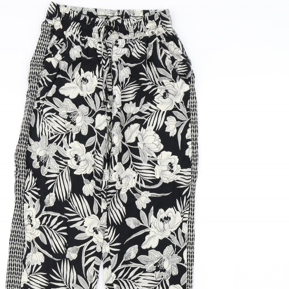 New Look Womens Black Floral  Trousers  Size 10 L23 in