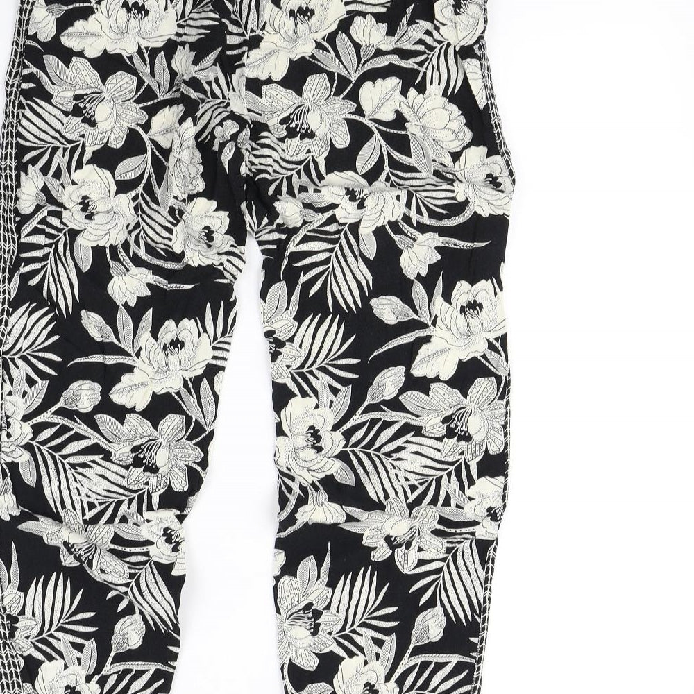 New Look Womens Black Floral  Trousers  Size 10 L23 in