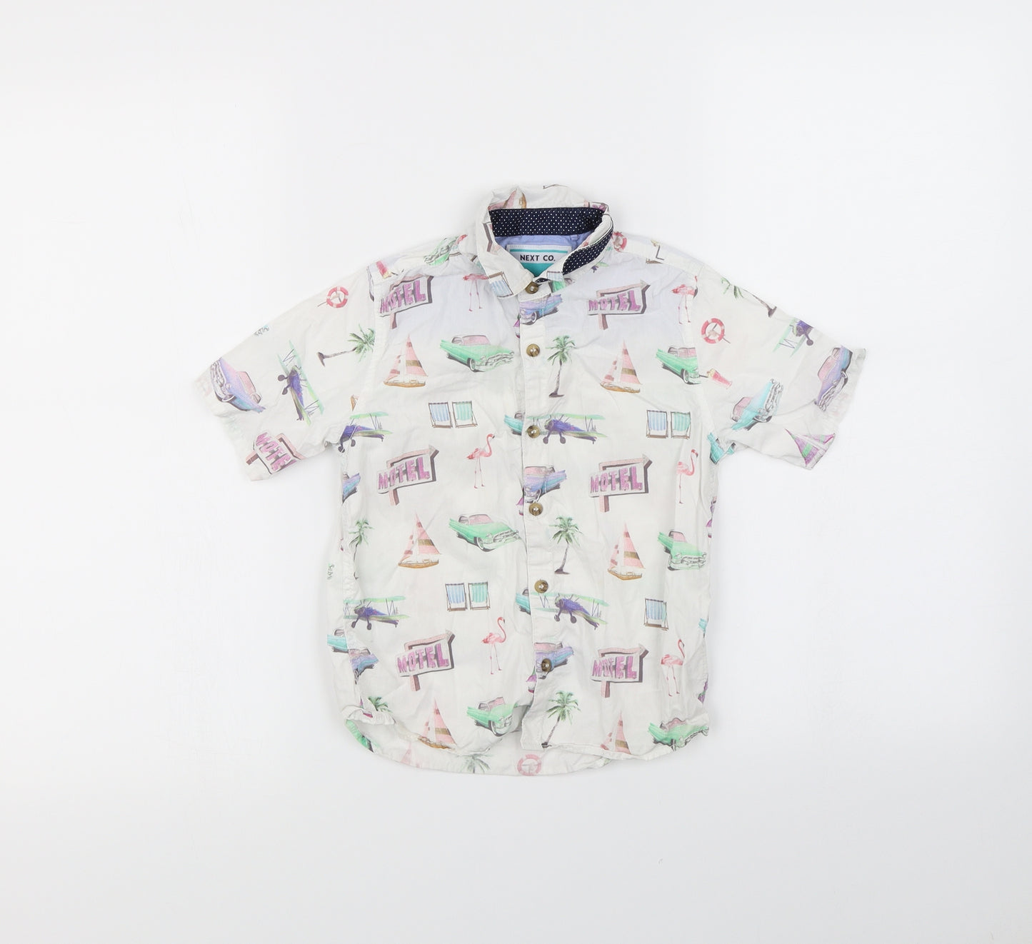 NEXT Boys White Spotted  Basic Button-Up Size 4 Years
