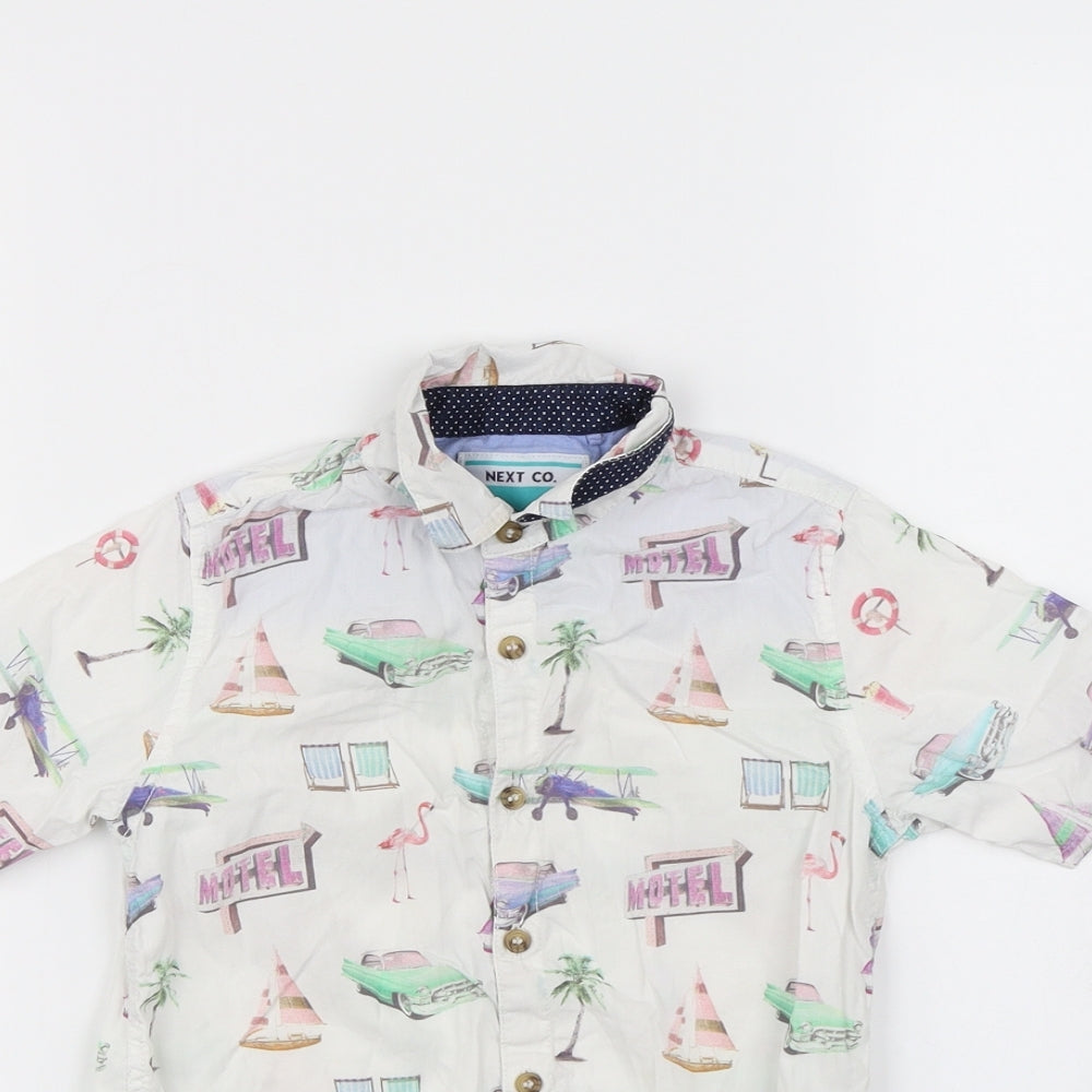 NEXT Boys White Spotted  Basic Button-Up Size 4 Years