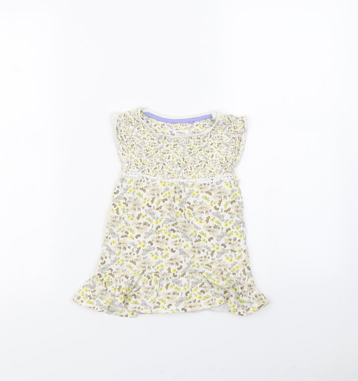 TU Girls White Floral  Fit & Flare  Size 3 Years