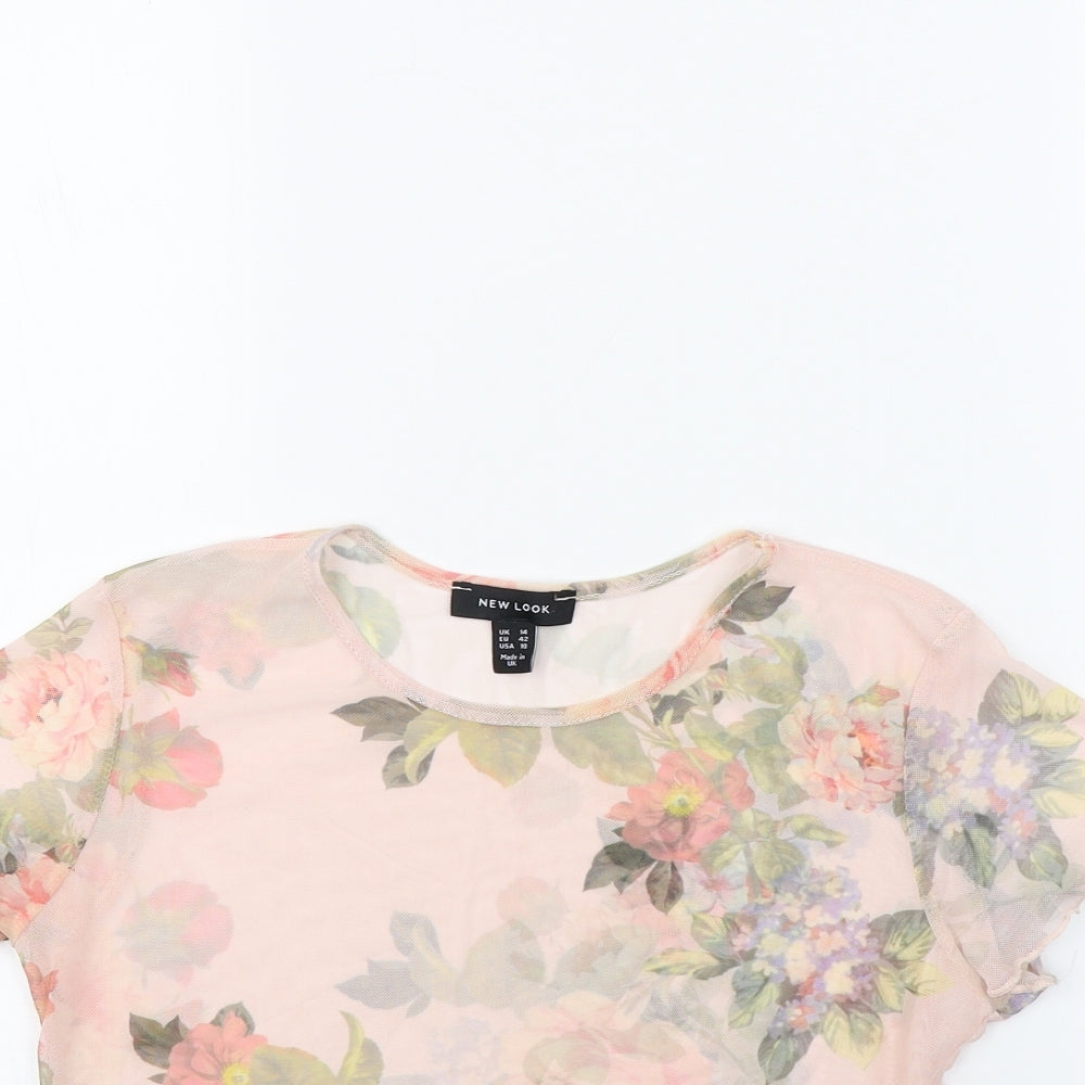 New Look Womens Pink Floral  Basic Blouse Size 14