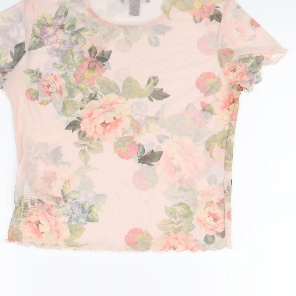New Look Womens Pink Floral  Basic Blouse Size 14