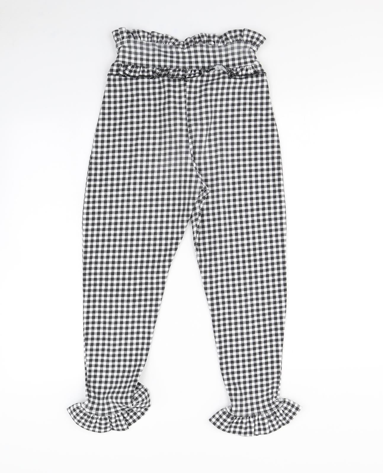 pretty little thing Womens Black Plaid  Trousers  Size 8 L24 in
