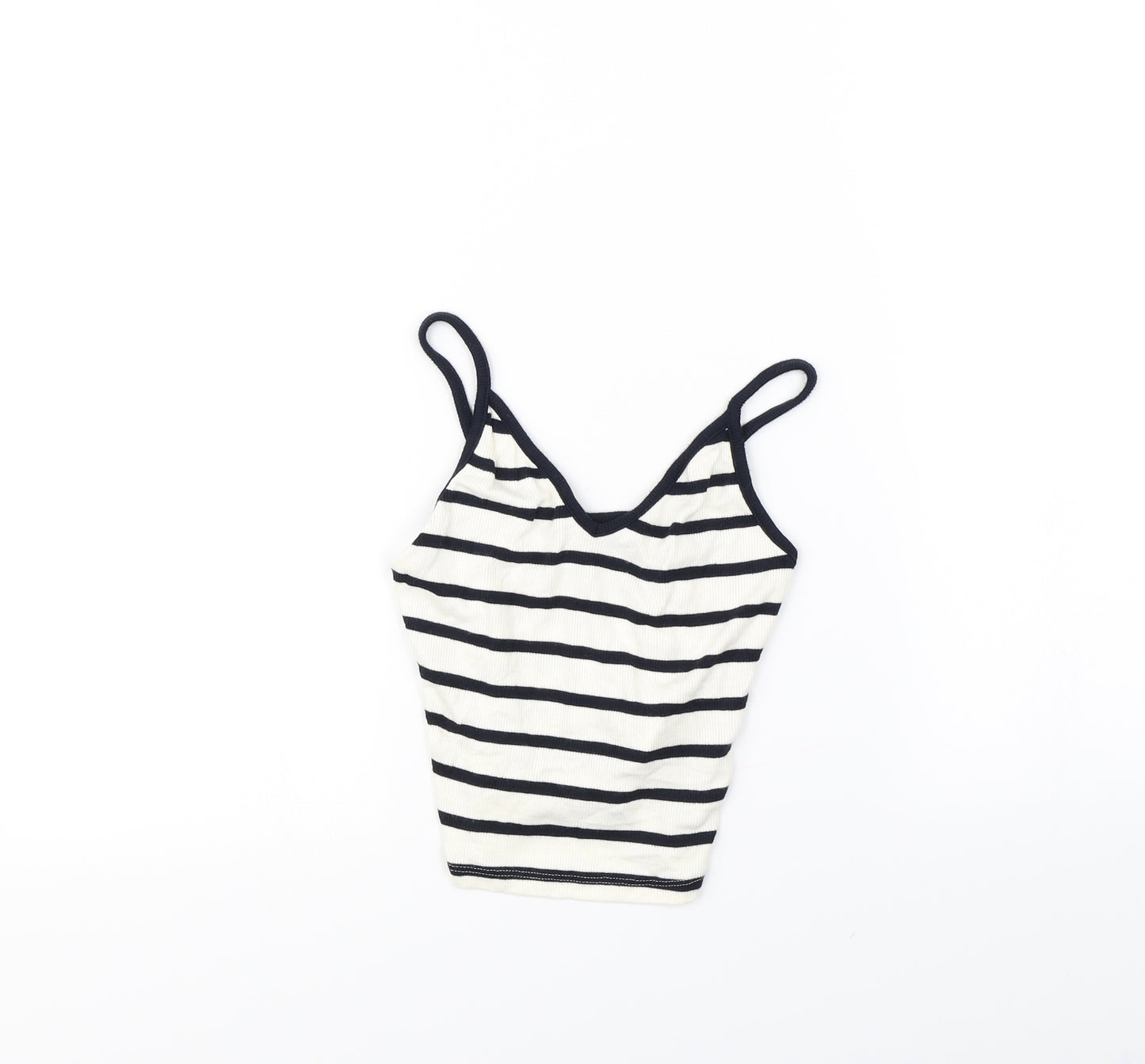 Bershka Womens White Striped  Cropped Tank Size XS