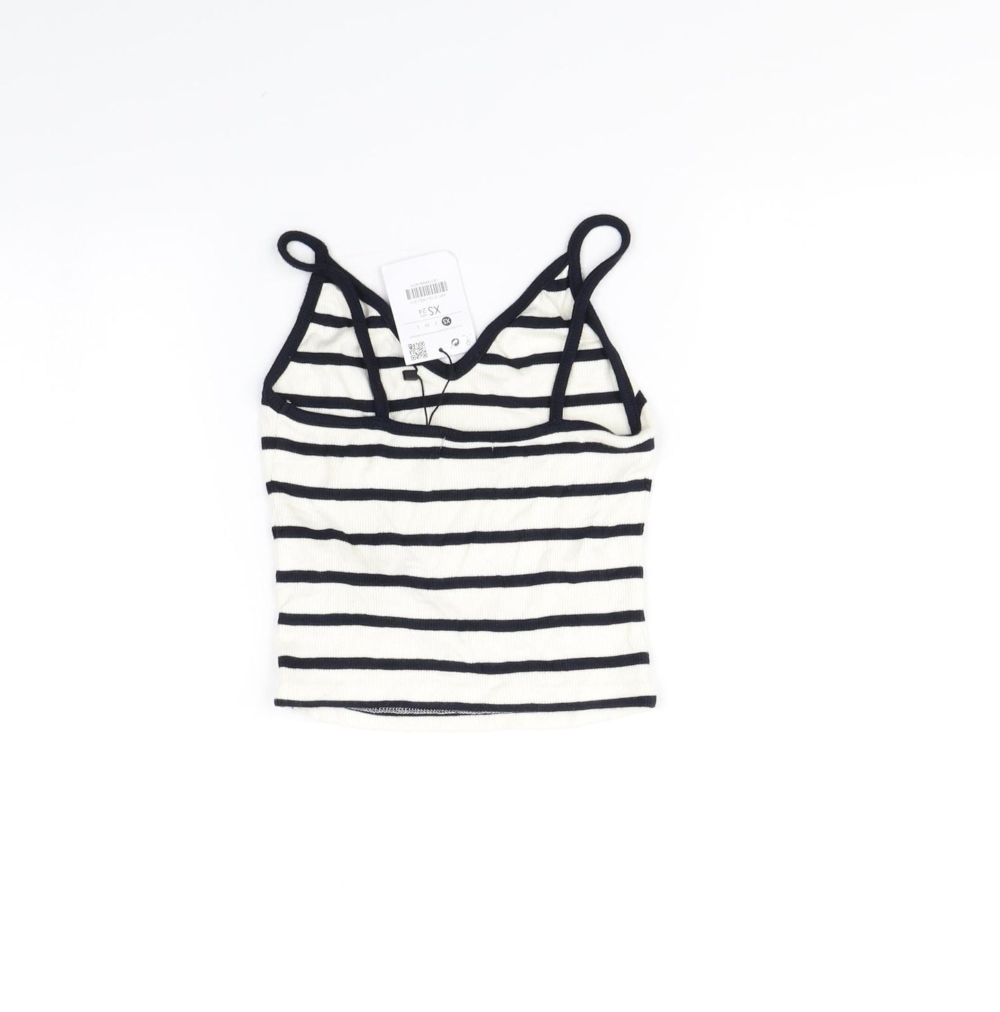 Bershka Womens White Striped  Cropped Tank Size XS