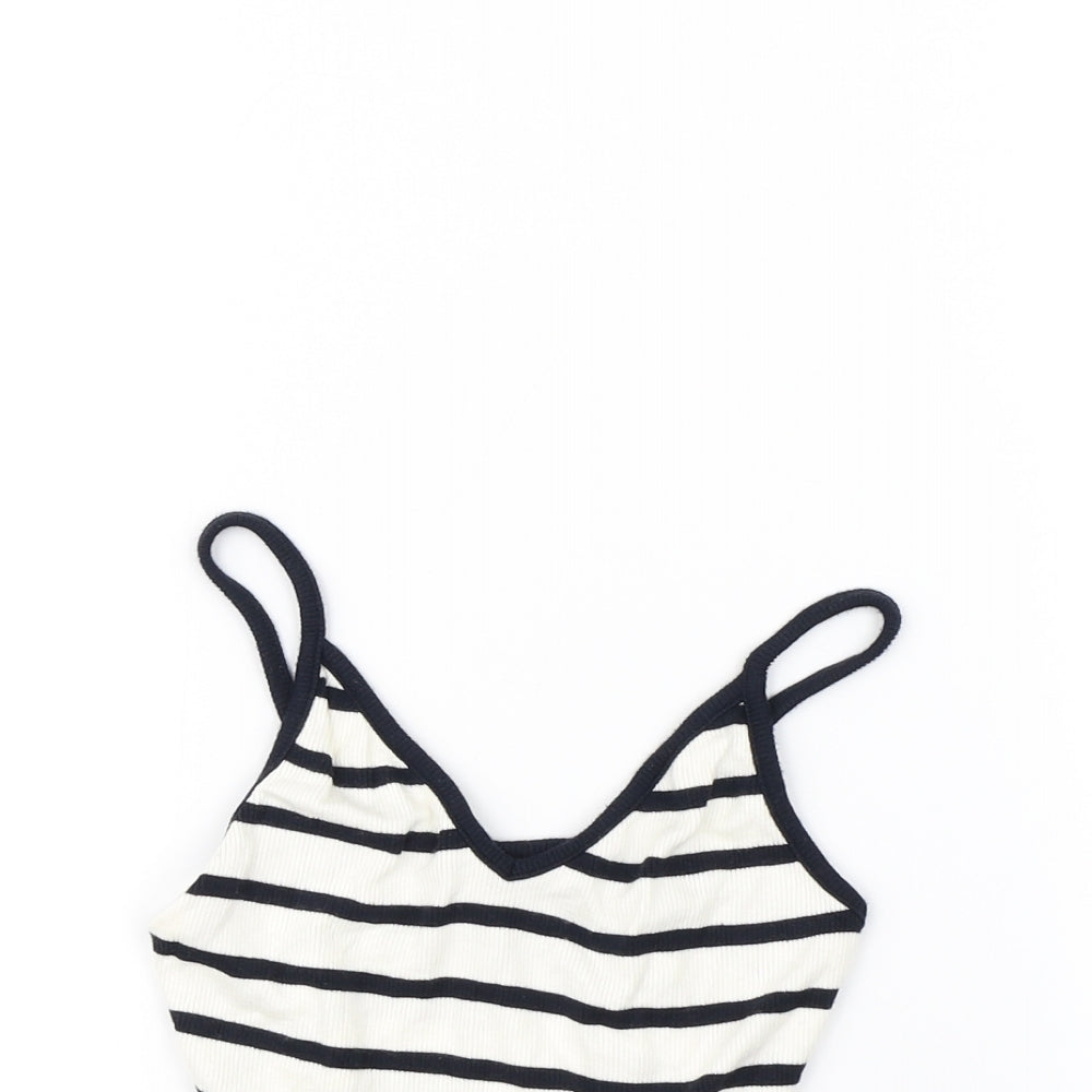 Bershka Womens White Striped  Cropped Tank Size XS