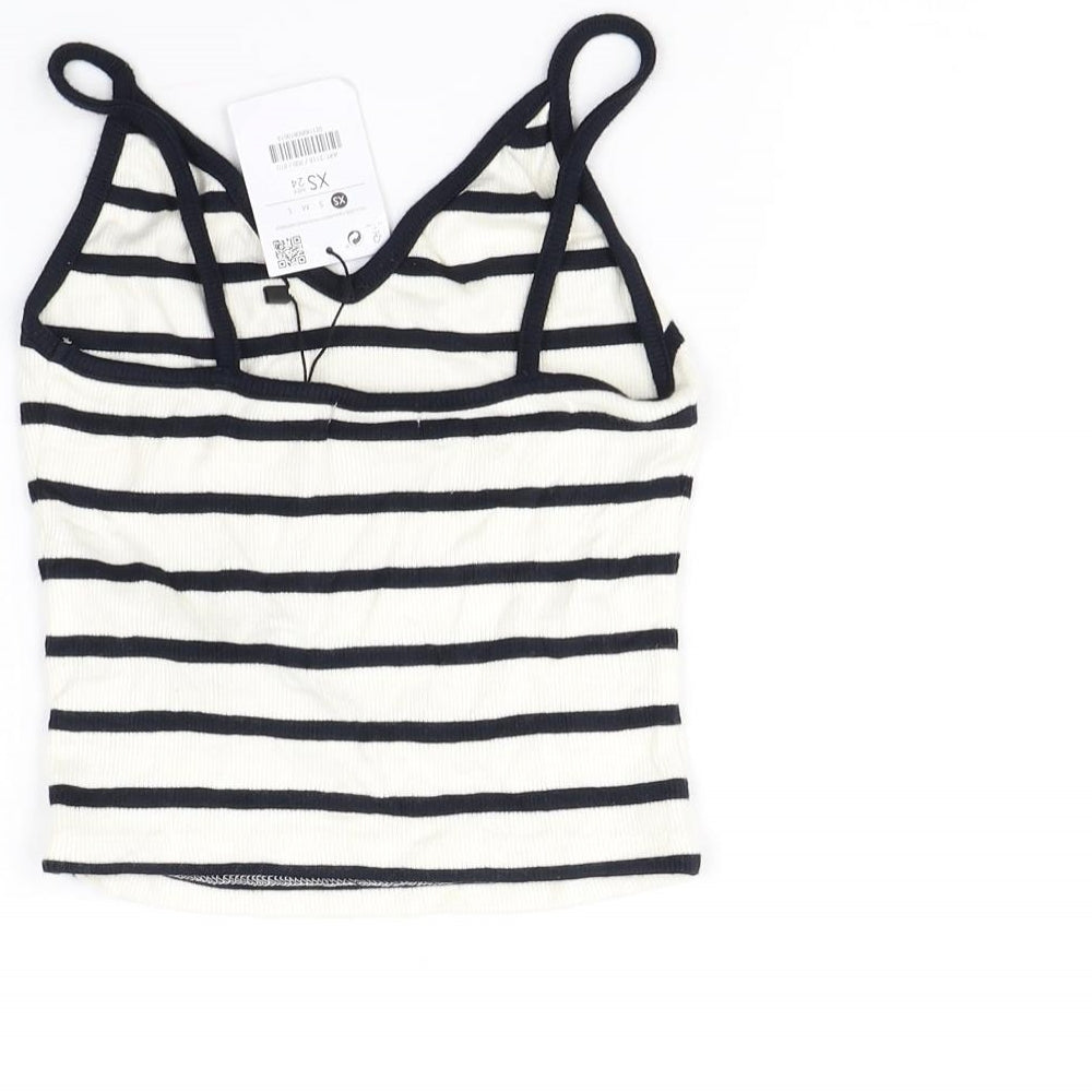 Bershka Womens White Striped  Cropped Tank Size XS