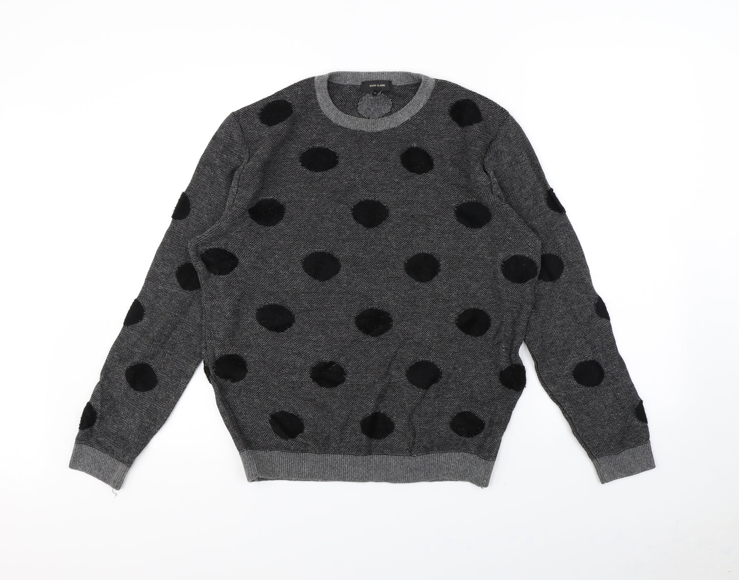 River Island Womens Grey Polka Dot  Pullover Jumper Size M