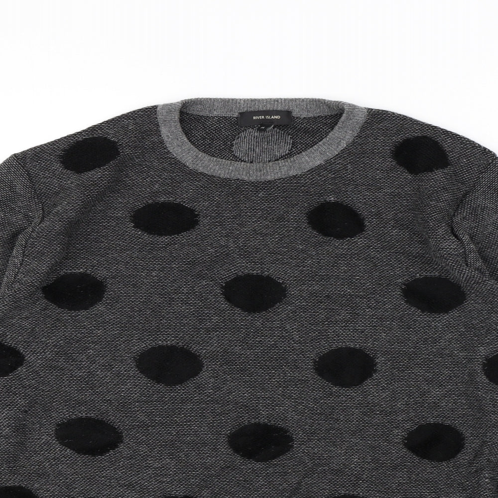 River Island Womens Grey Polka Dot  Pullover Jumper Size M