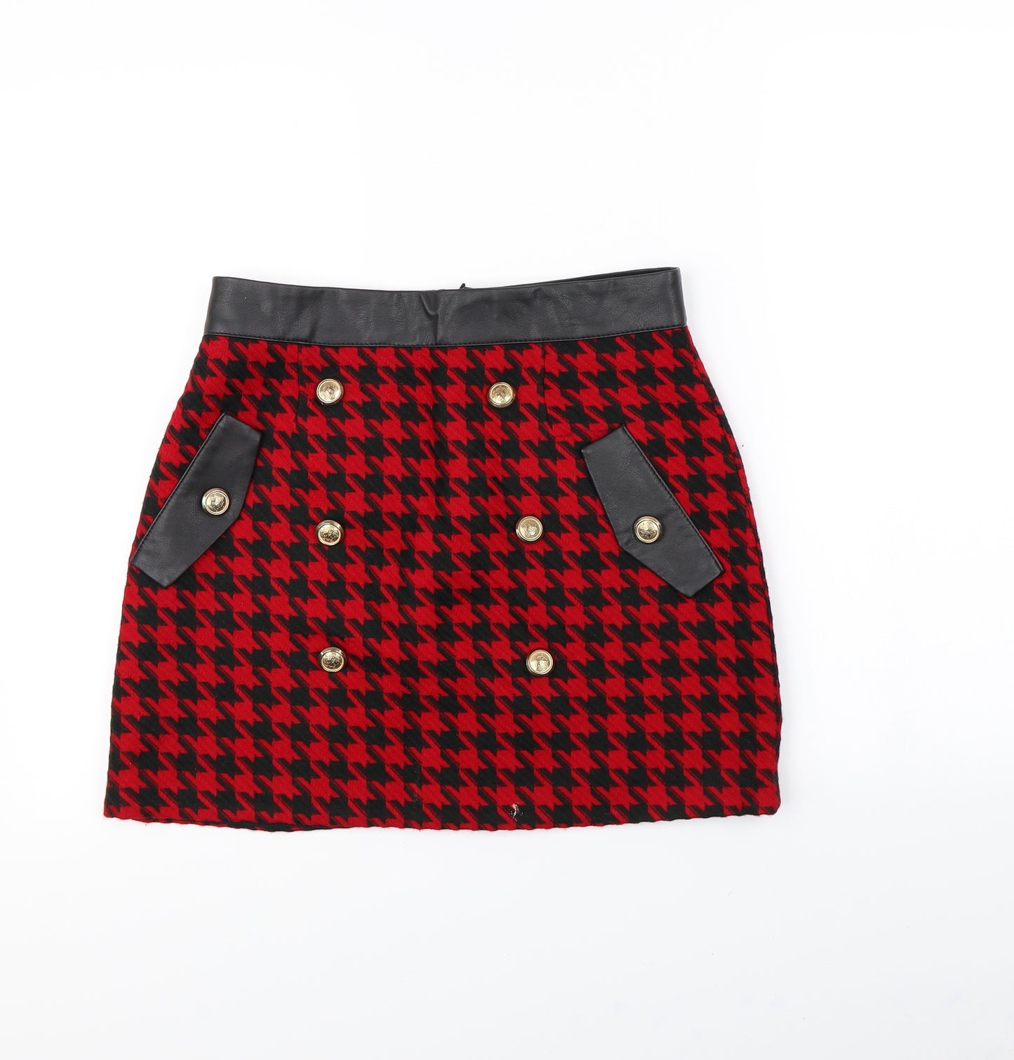 River Island Womens Red Herringbone  Mini Skirt Size 12