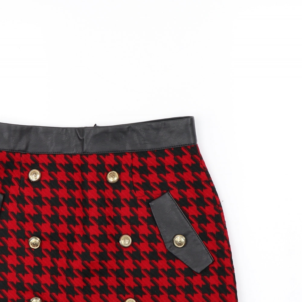 River Island Womens Red Herringbone  Mini Skirt Size 12