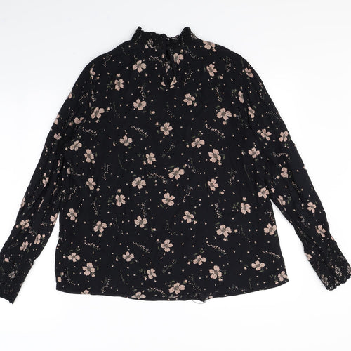 m&S Womens Black Floral  Basic Blouse Size 14