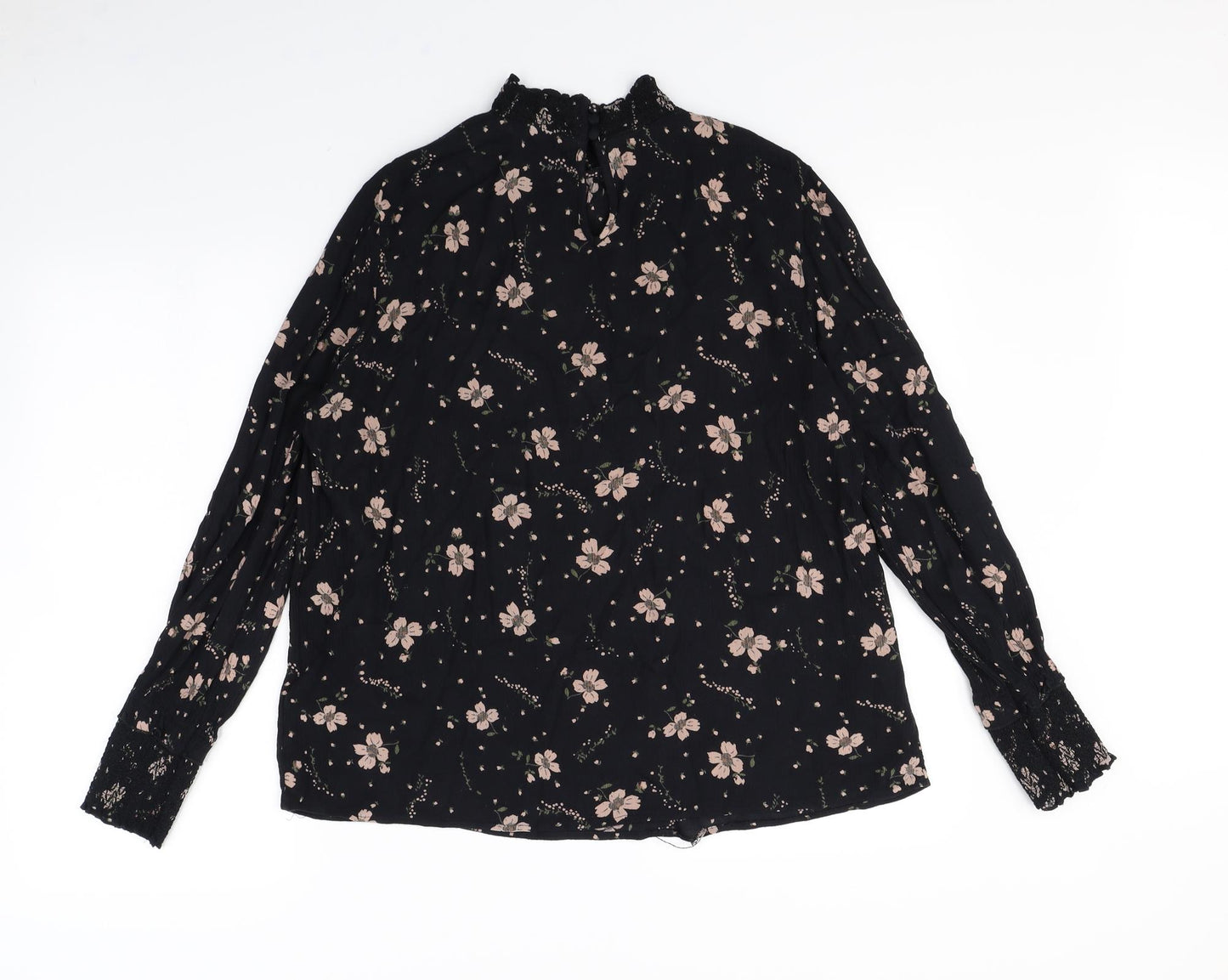 m&S Womens Black Floral  Basic Blouse Size 14