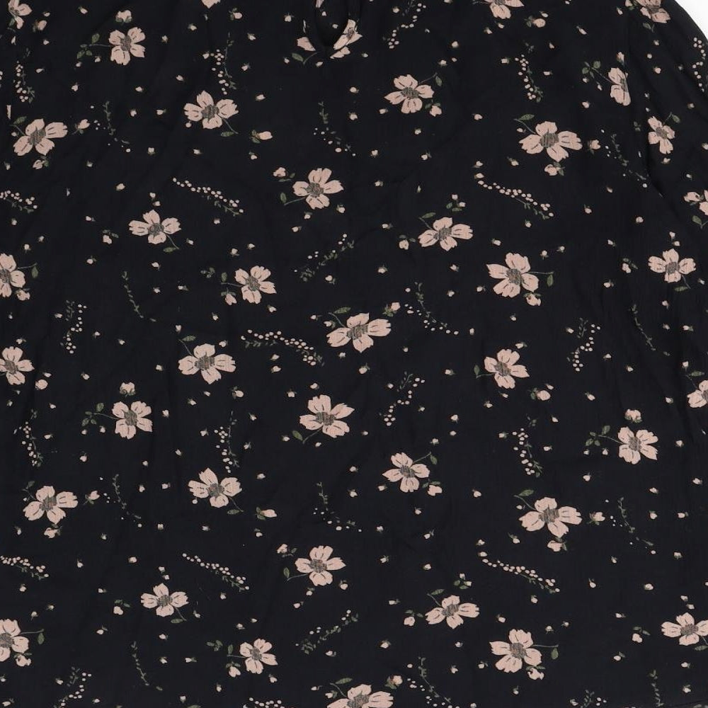 m&S Womens Black Floral  Basic Blouse Size 14