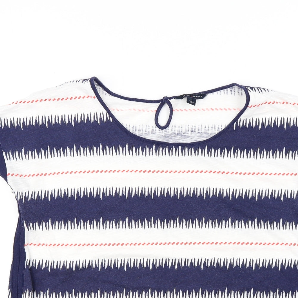 Tommy Hilfiger Womens Blue Striped  Basic T-Shirt Size M
