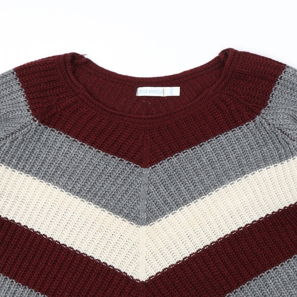 Blue vanilla Womens Multicoloured Striped  Pullover Jumper Size M