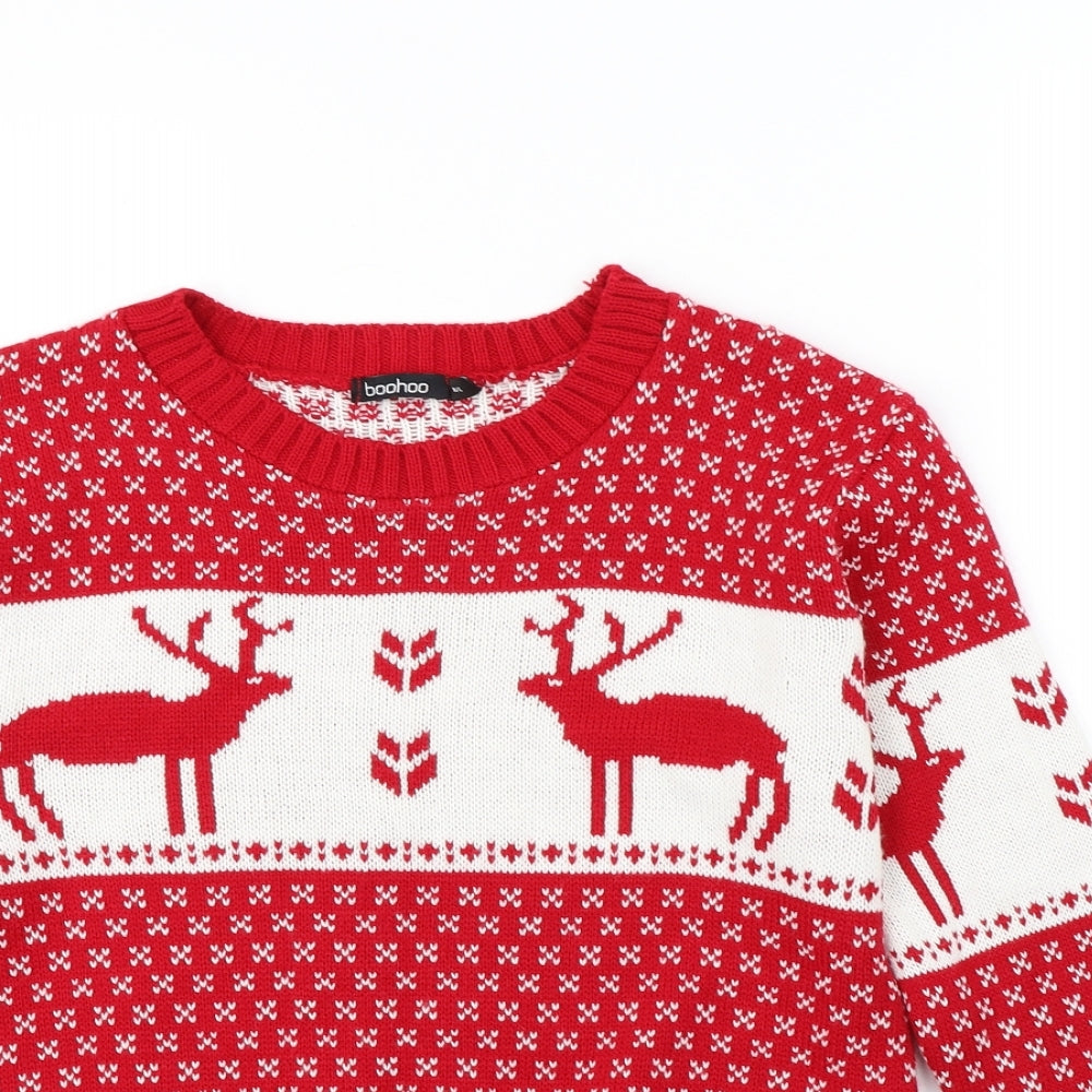 Boohoo Womens Red   Pullover Jumper Size M  - Christmas jumper