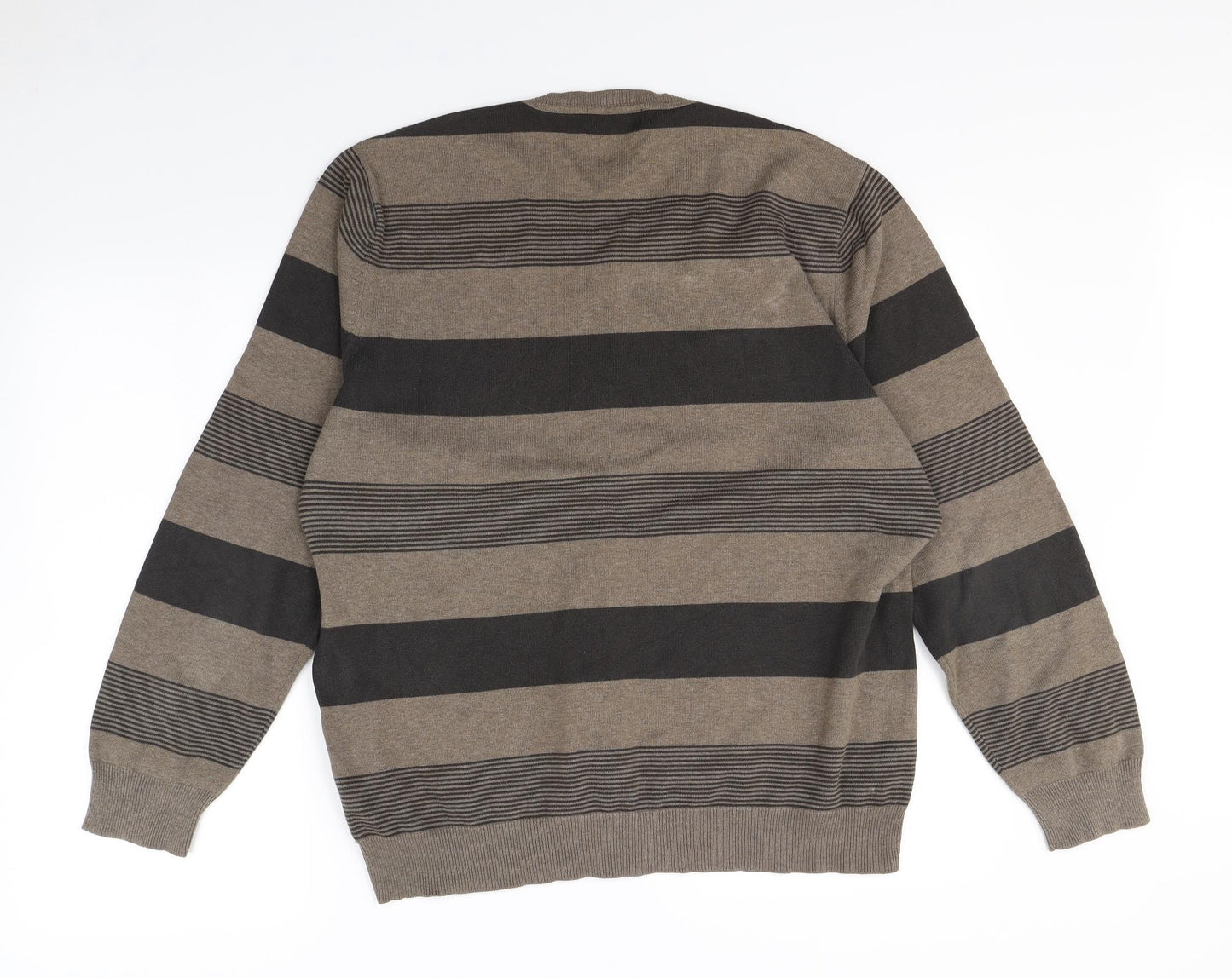Avenue Mens Brown Striped  Pullover Jumper Size L