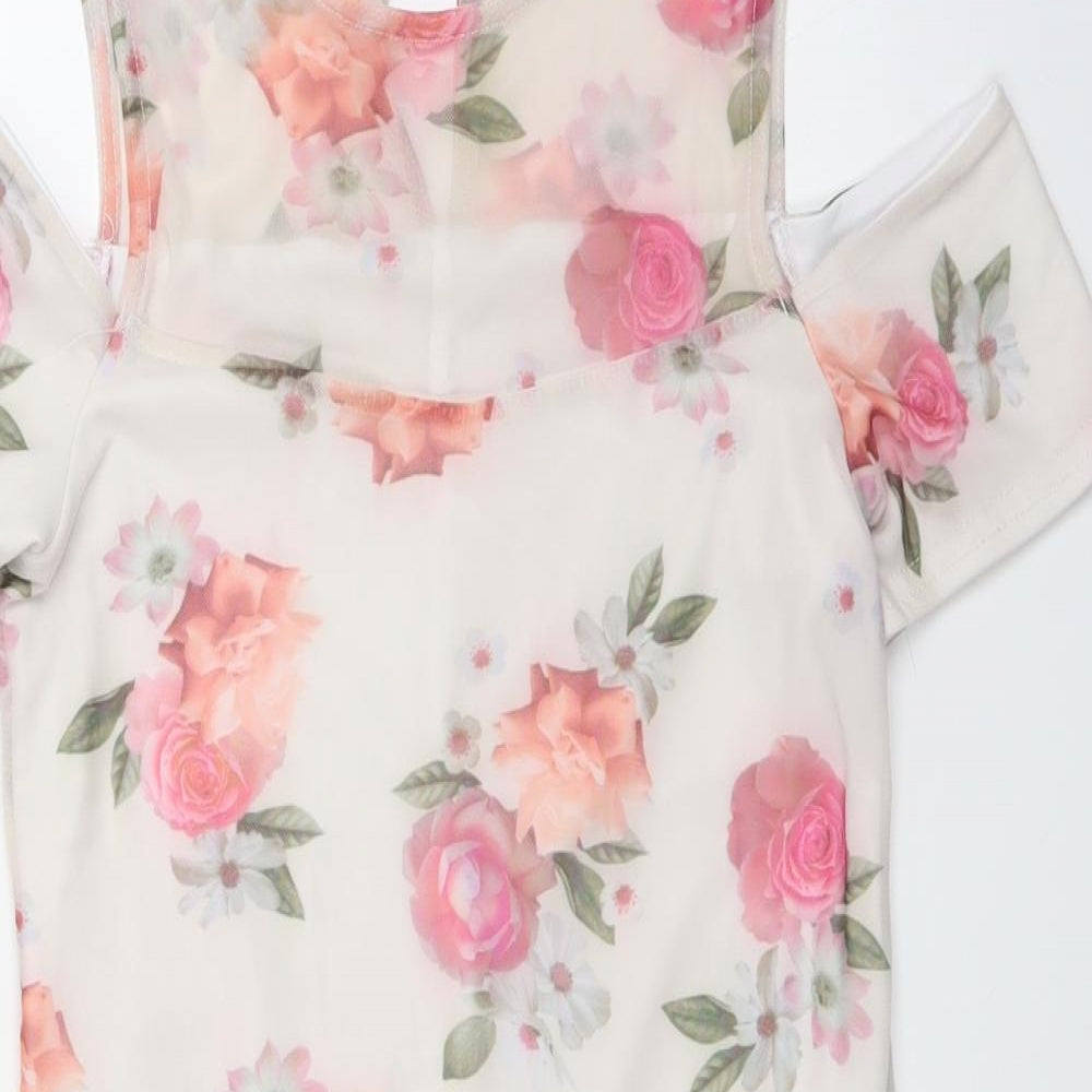 New Look Girls White Floral Mesh Pencil Dress  Size 12-13 Years