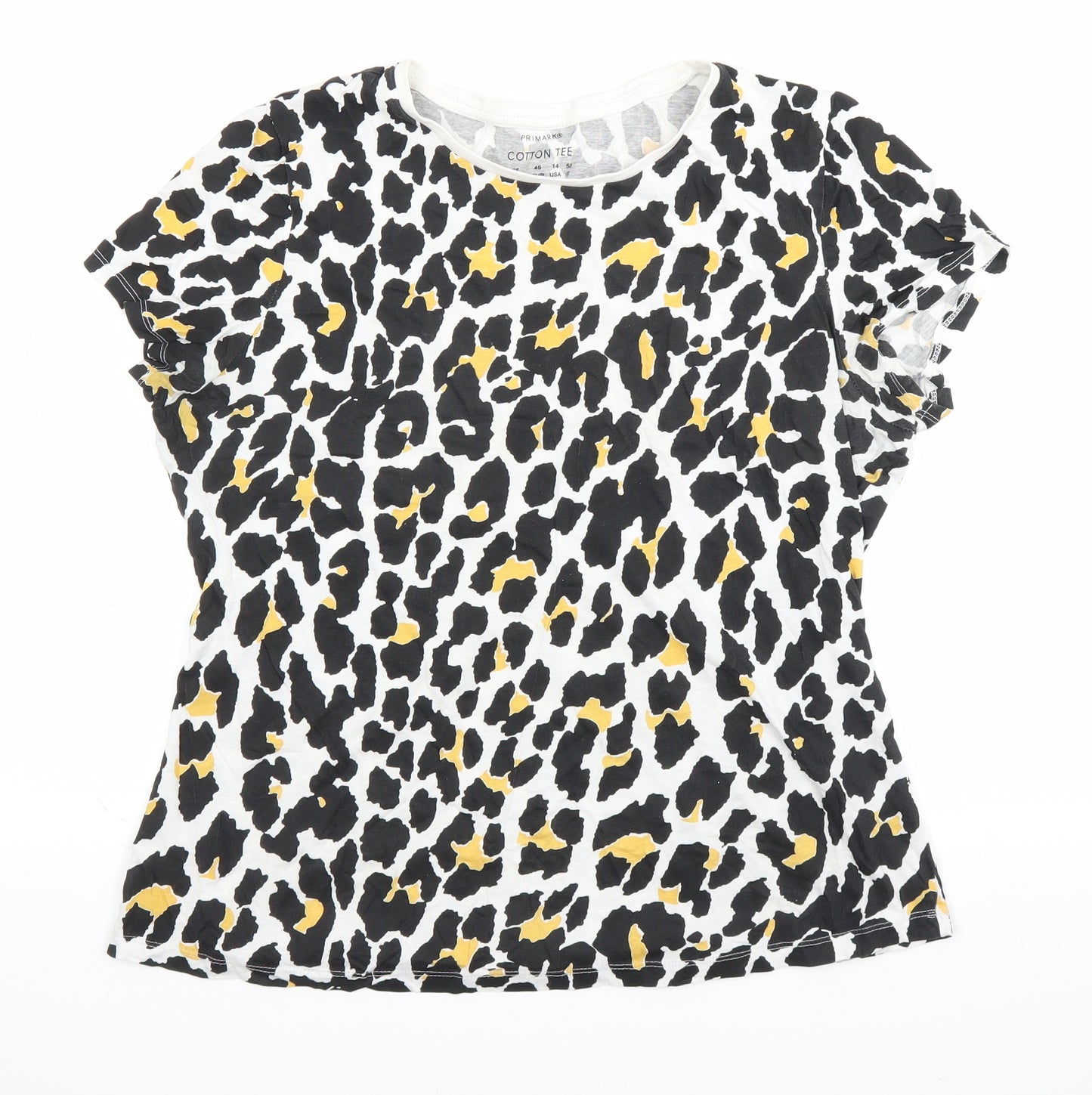 Primark Womens Black Animal Print  Basic T-Shirt Size 18