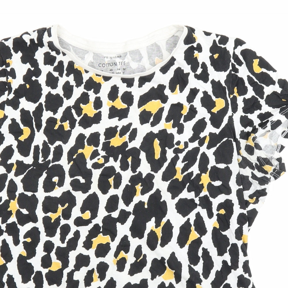 Primark Womens Black Animal Print  Basic T-Shirt Size 18