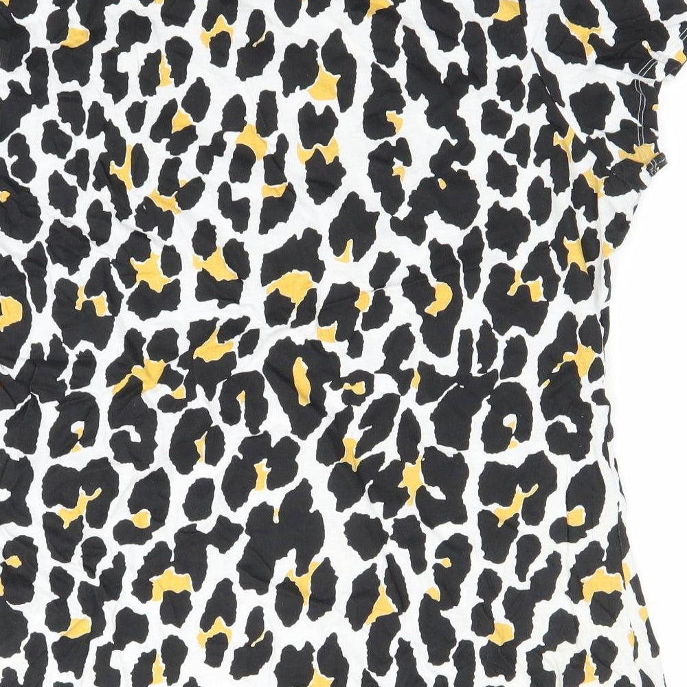 Primark Womens Black Animal Print  Basic T-Shirt Size 18