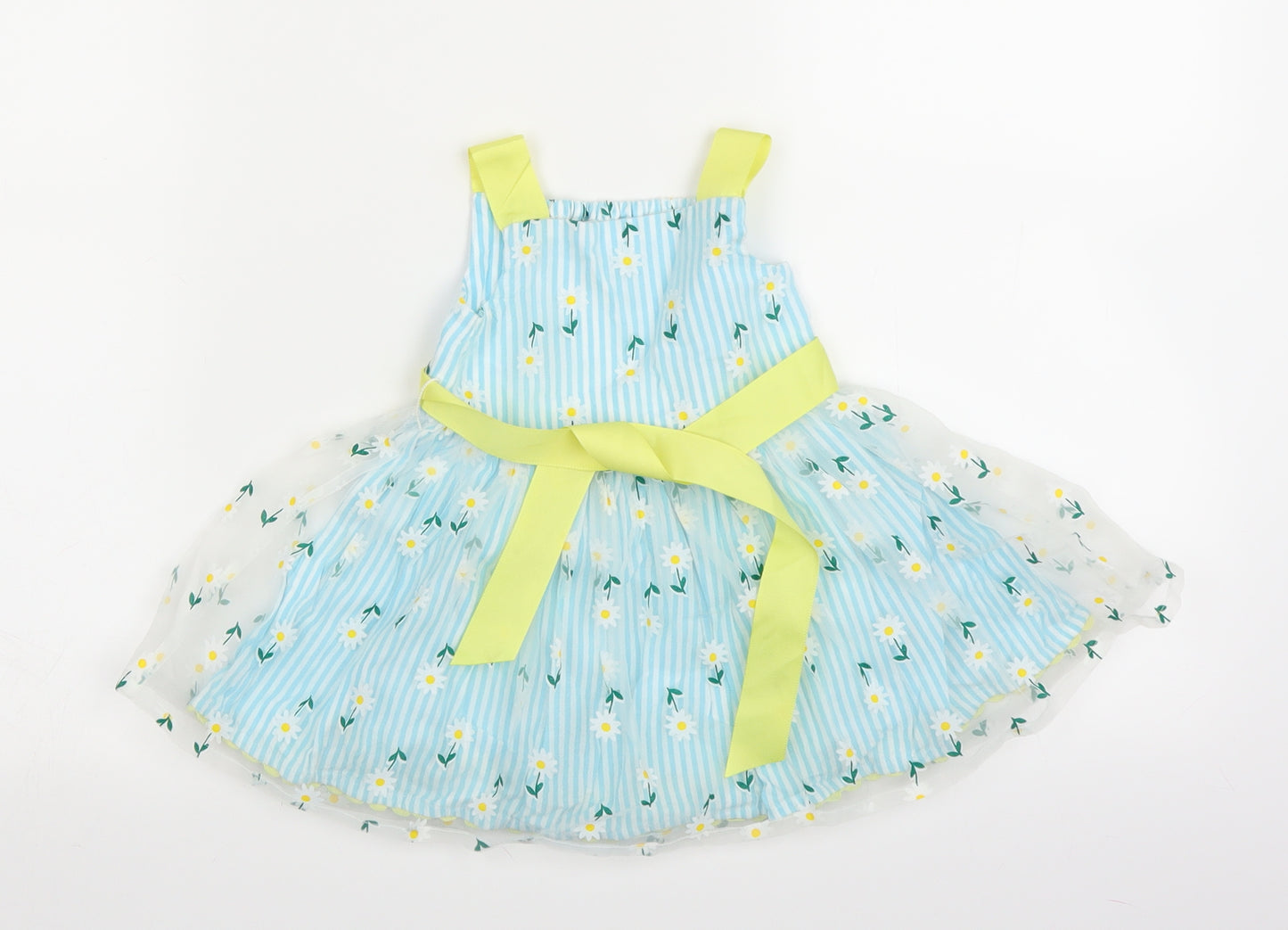 Monsoon Girls Blue Striped  A-Line  Size 6-9 Months