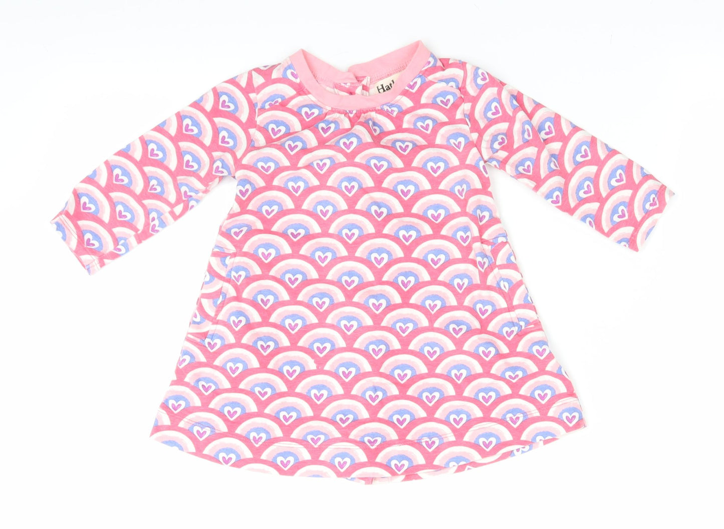 Hatley Girls Pink Geometric Ramie A-Line  Size 9-12 Months  - Rainbows