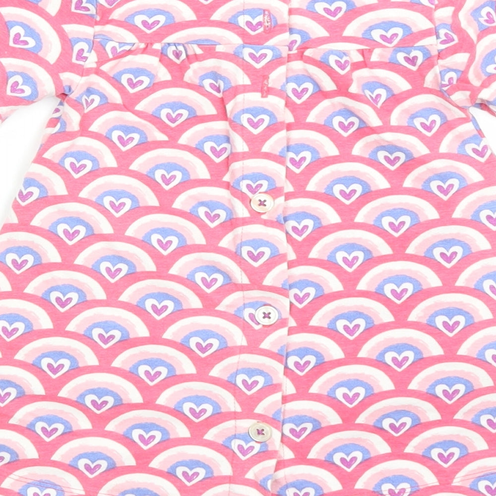 Hatley Girls Pink Geometric Ramie A-Line  Size 9-12 Months  - Rainbows