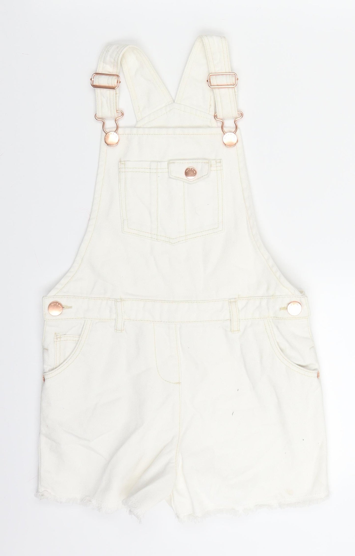 TU Girls White  Denim Dungaree Shorts Shorts Size 7 Years