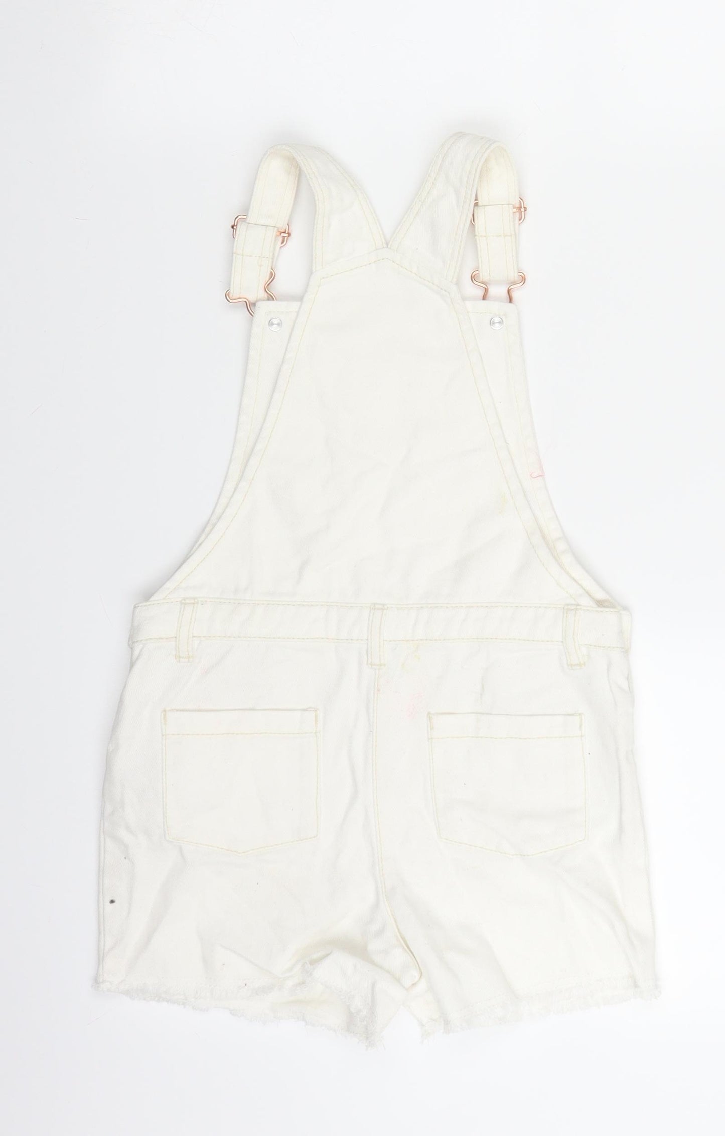TU Girls White  Denim Dungaree Shorts Shorts Size 7 Years