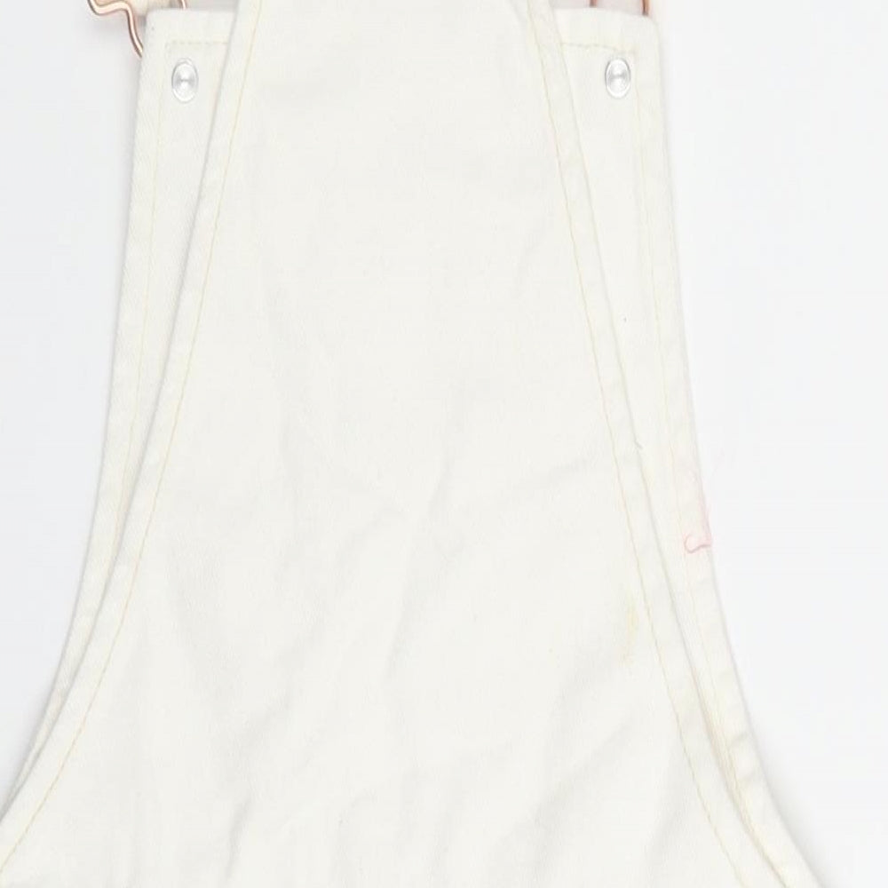 TU Girls White  Denim Dungaree Shorts Shorts Size 7 Years