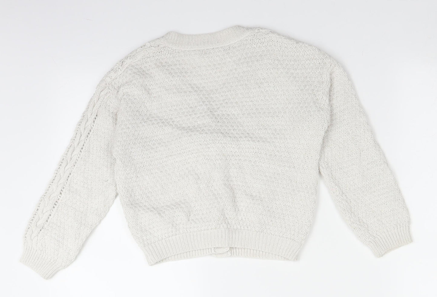 George Girls White  Knit Cardigan Jumper Size 6-7 Years