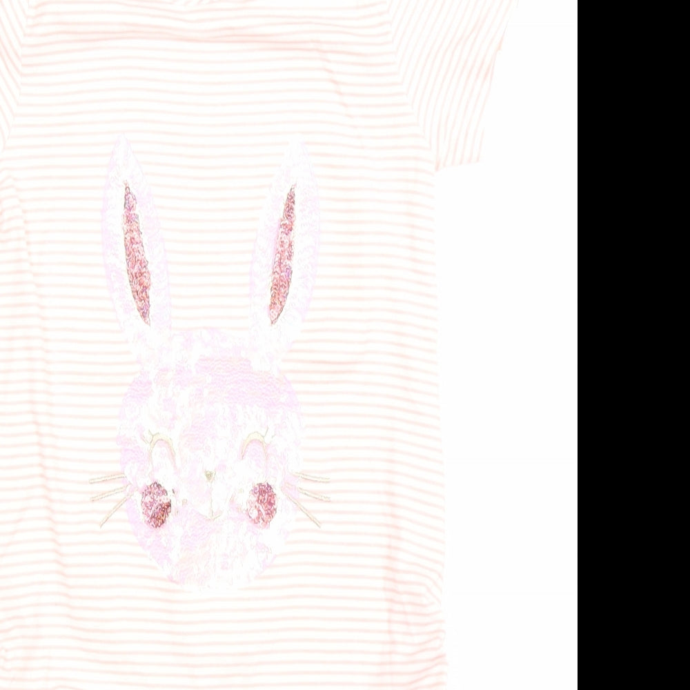 Btween Girls Orange Striped  Basic T-Shirt Size 6 Years  - rabbit