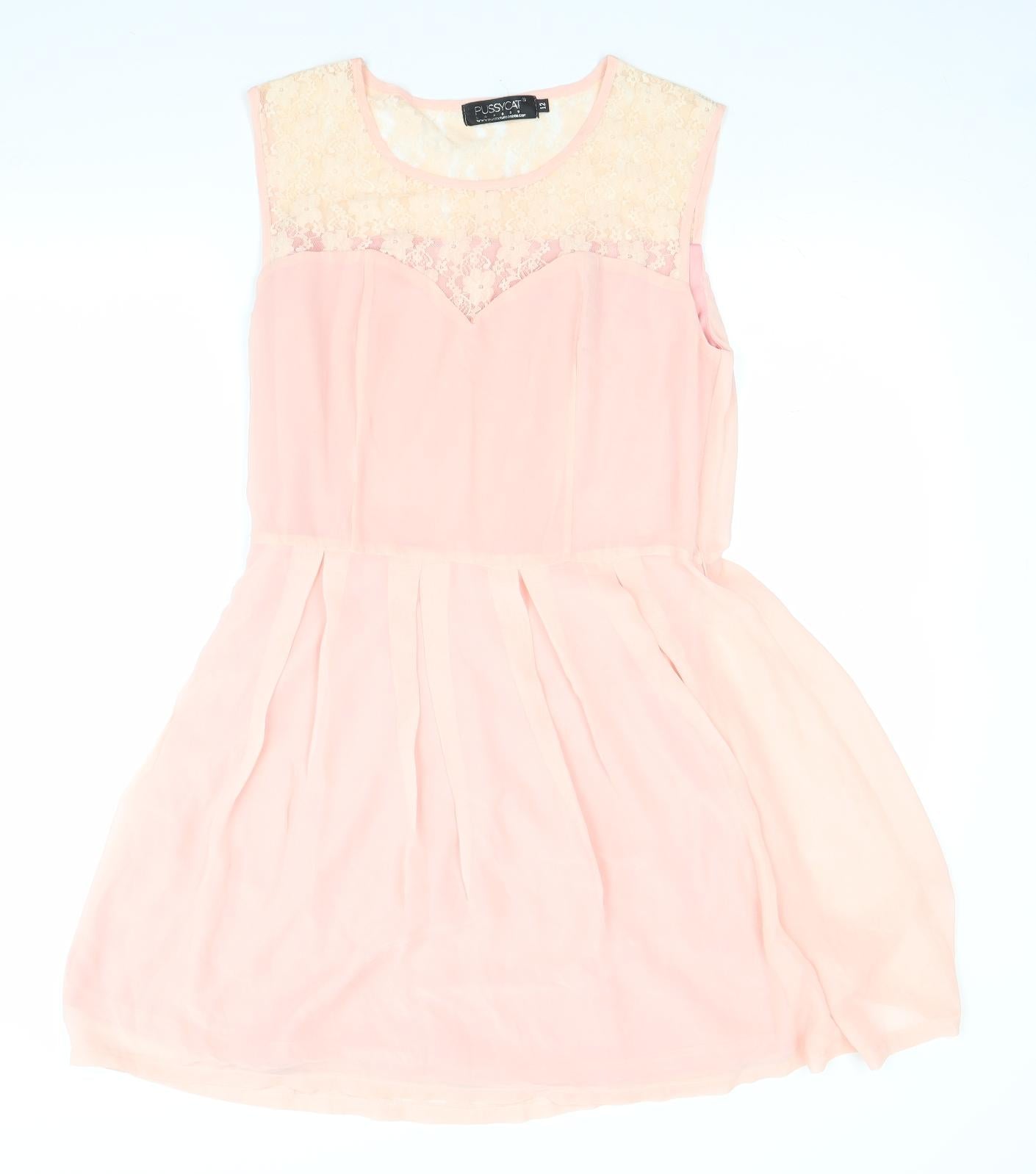 Pussycat London Womens Pink   Fit & Flare  Size 12