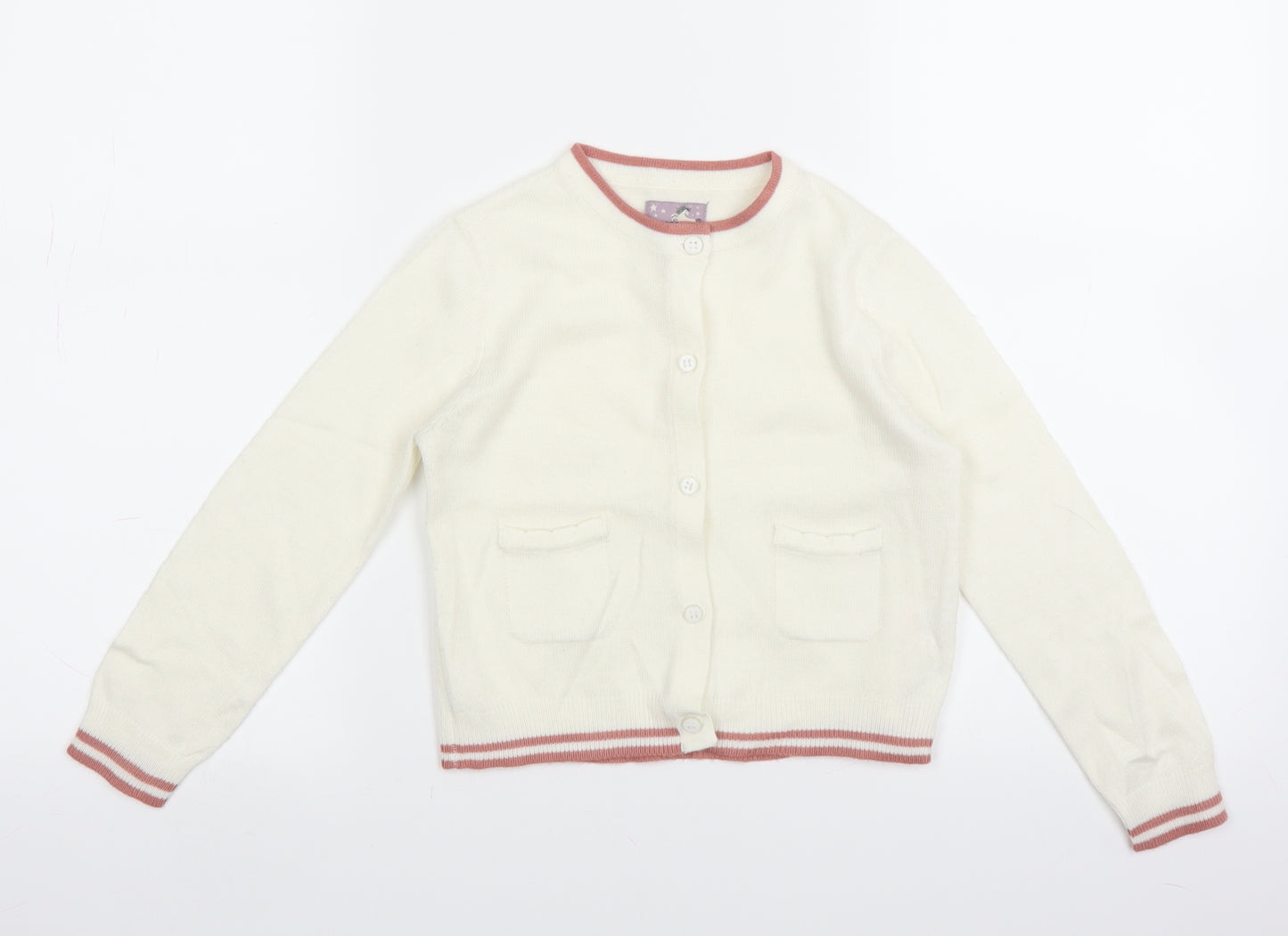 Unicorn Magic Girls White  Knit Cardigan Jumper Size 5-6 Years