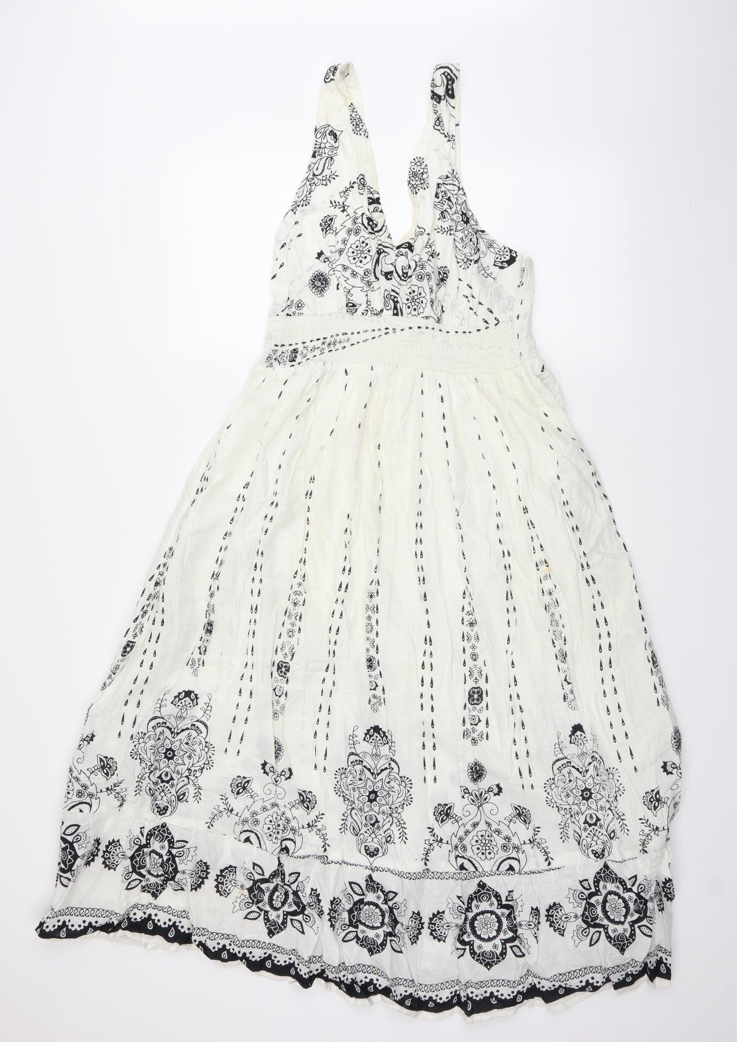 Kushi Womens White Paisley  Fit & Flare  Size 16