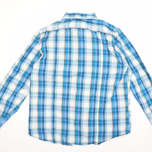 Cherokee Mens Blue Plaid   Button-Up Size 2XL