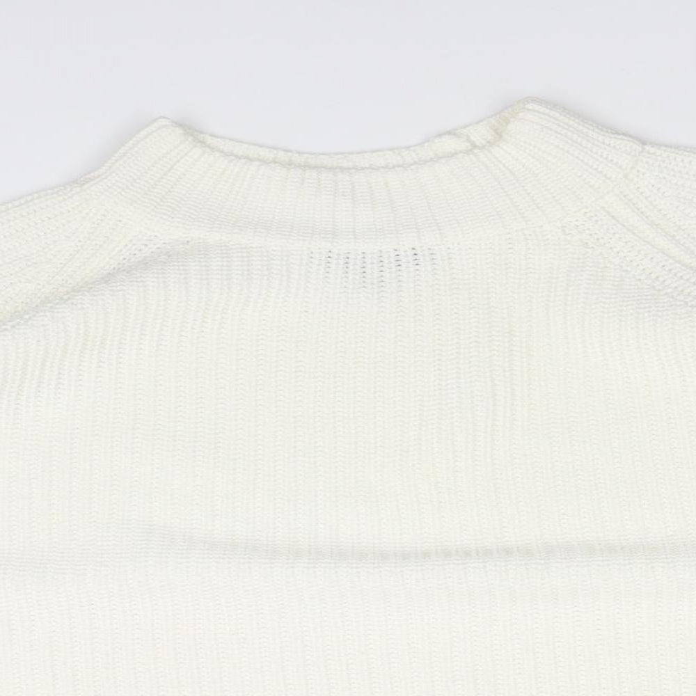 Topshop Womens White  Knit Pullover Jumper Size 8