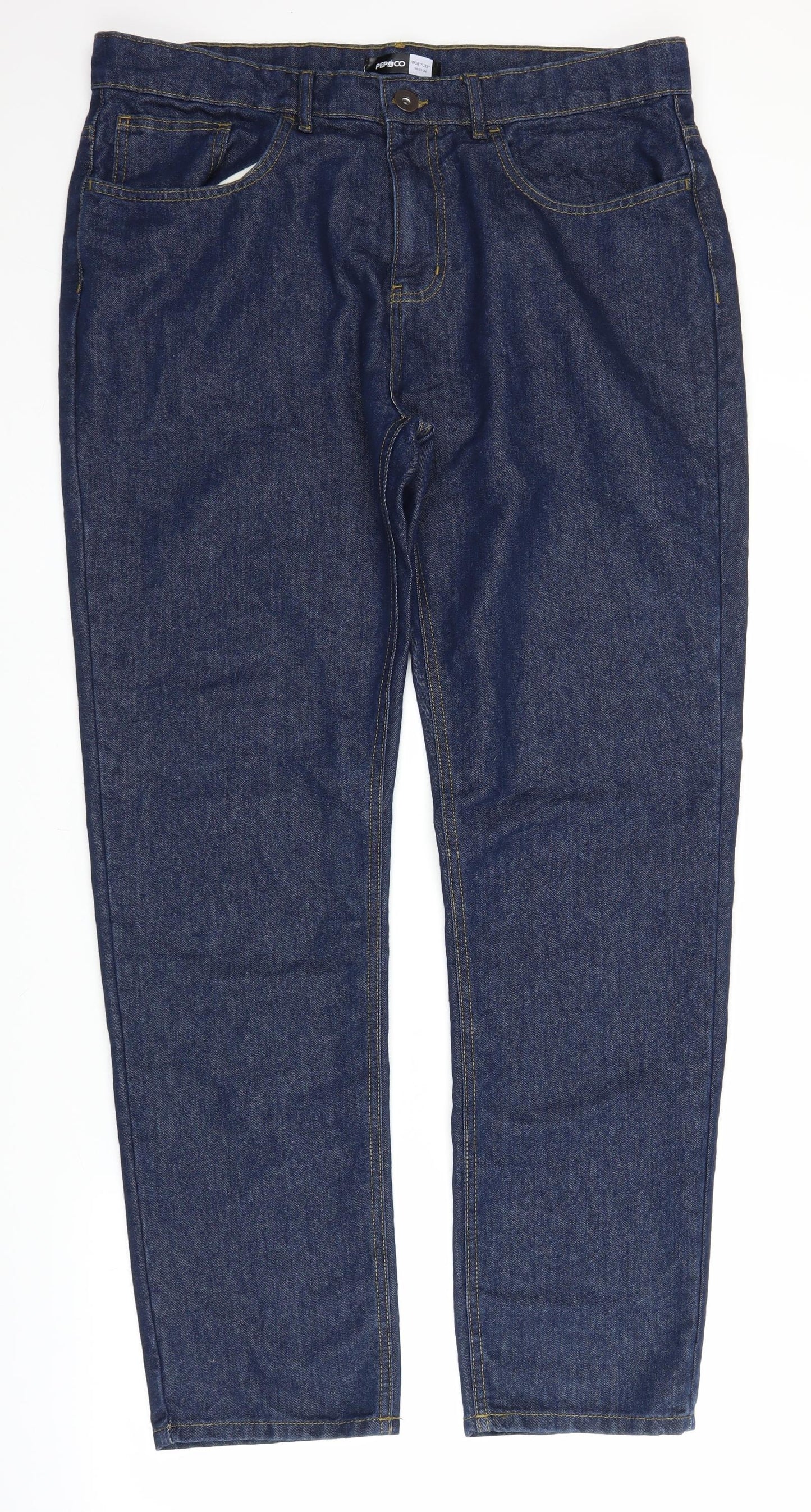 Pep&co Mens Blue  Denim Straight Jeans Size 38 in L30 in