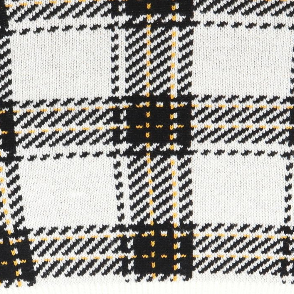 River Island Womens White Plaid Knit Pullover Jumper Size XS