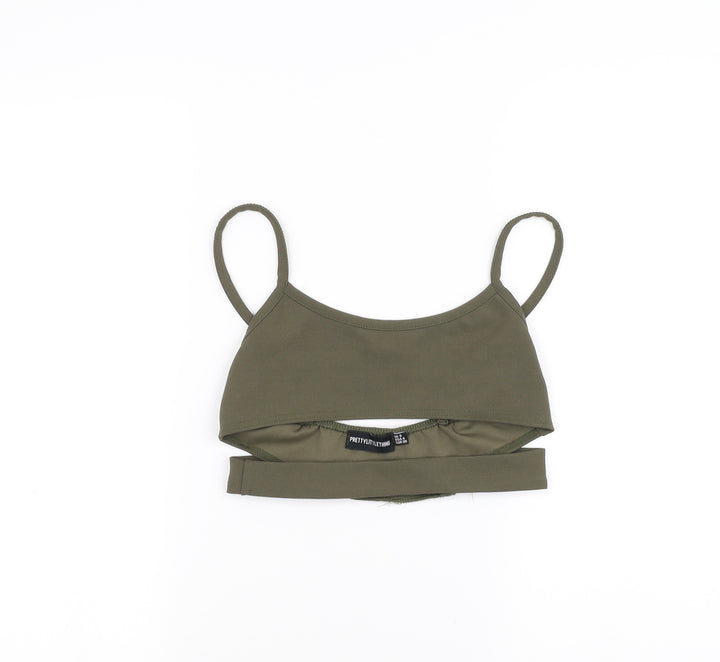 PRETTYLITTLETHING Womens Green   Cropped T-Shirt Size 8