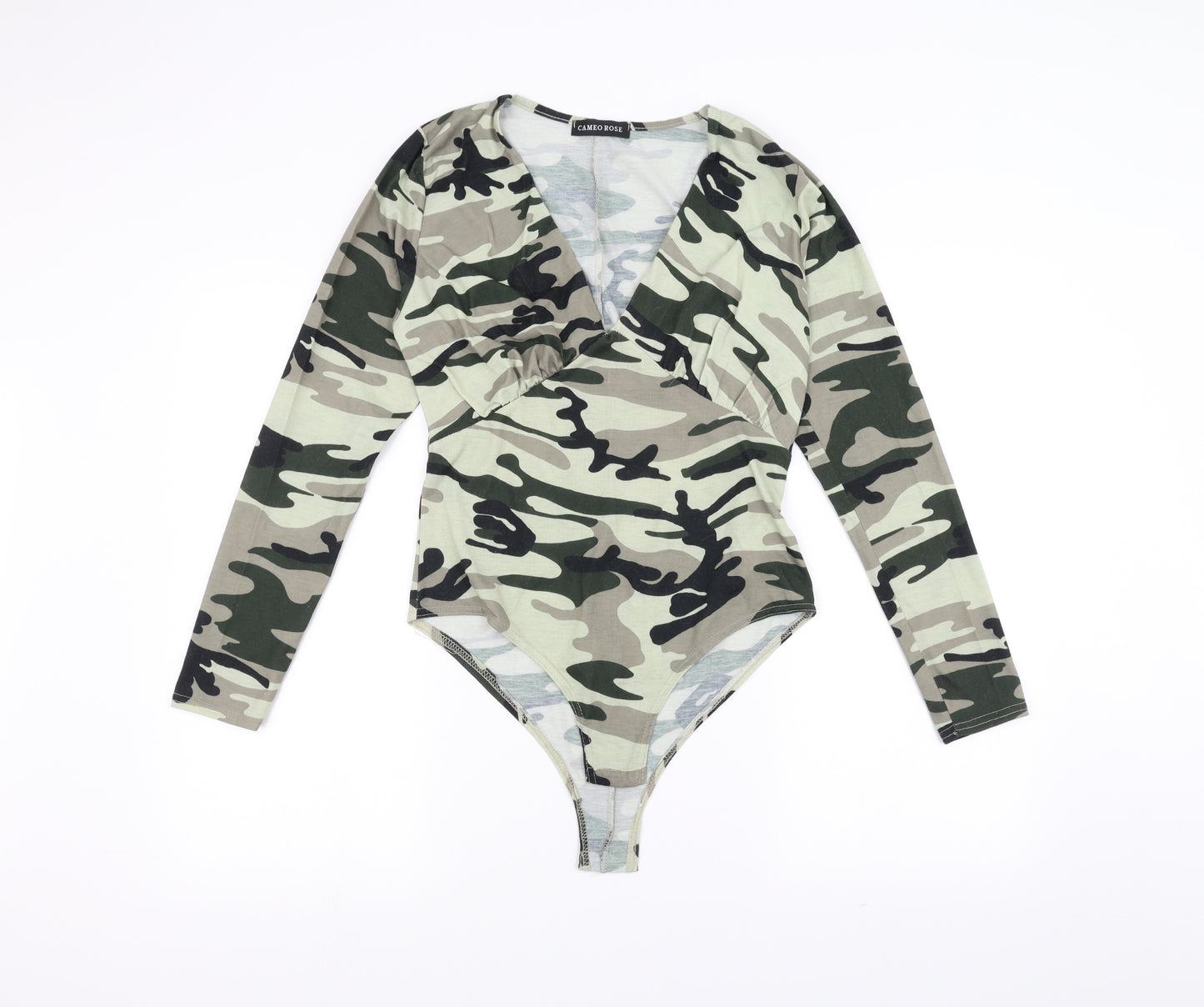 CAMEO ROSE Womens Green Camouflage  Bodysuit One-Piece Size 14