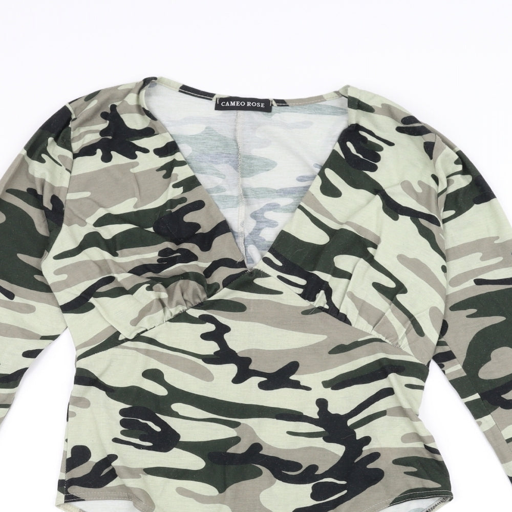 CAMEO ROSE Womens Green Camouflage  Bodysuit One-Piece Size 14