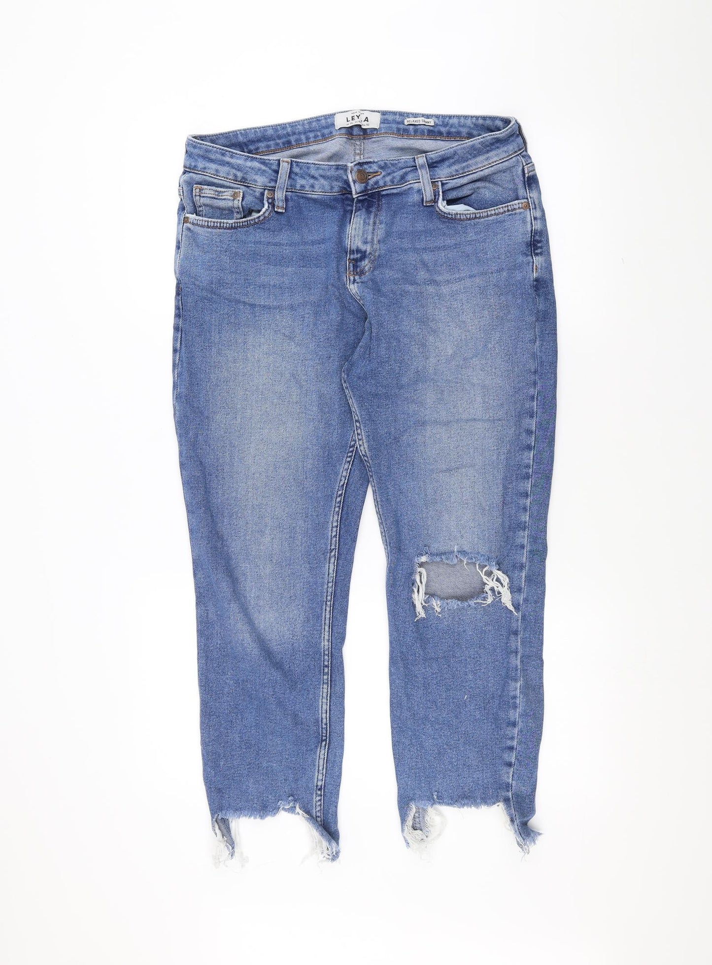 New Look Womens Blue  Denim Cropped Trousers Size 14 L24 in