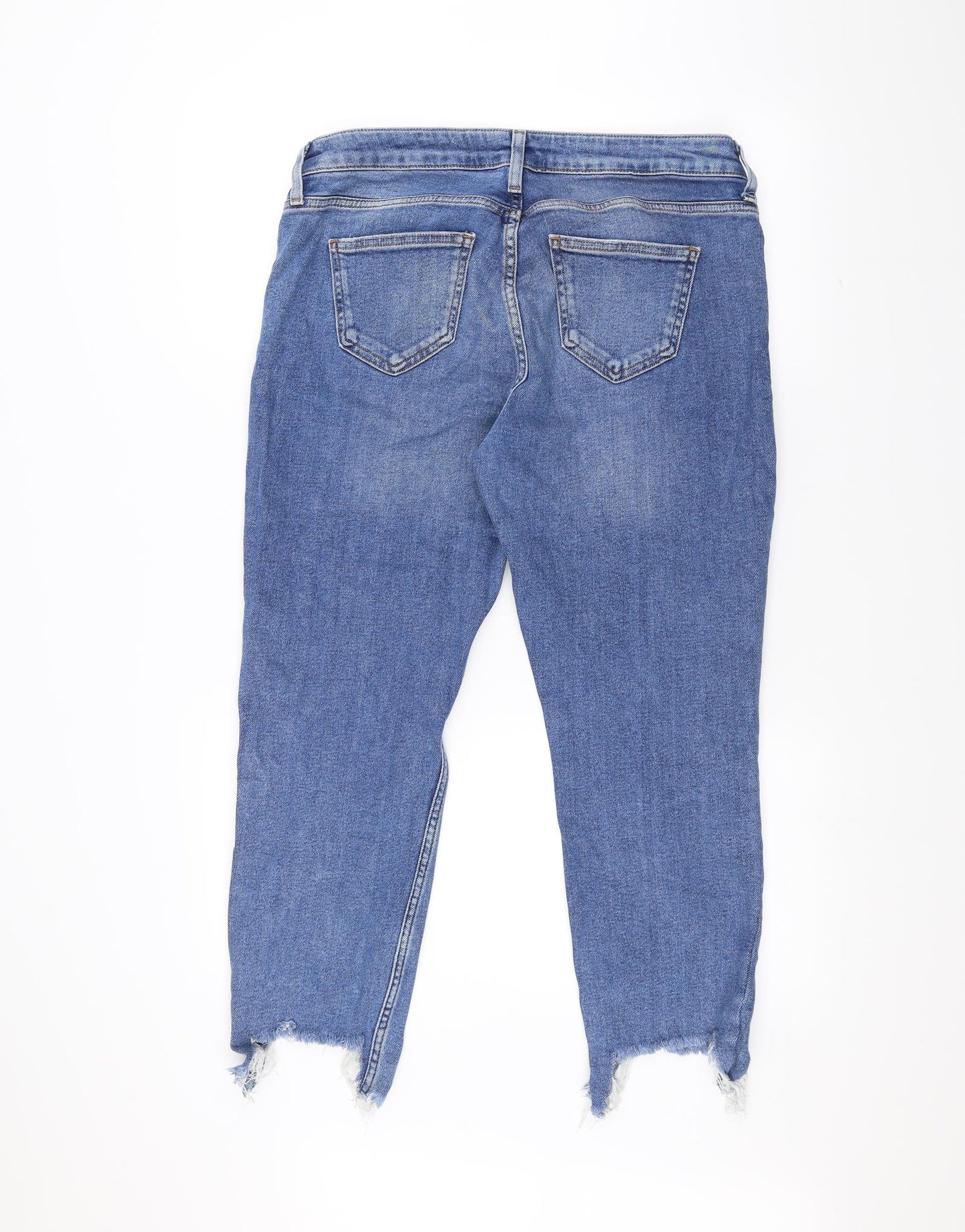 New Look Womens Blue  Denim Cropped Trousers Size 14 L24 in