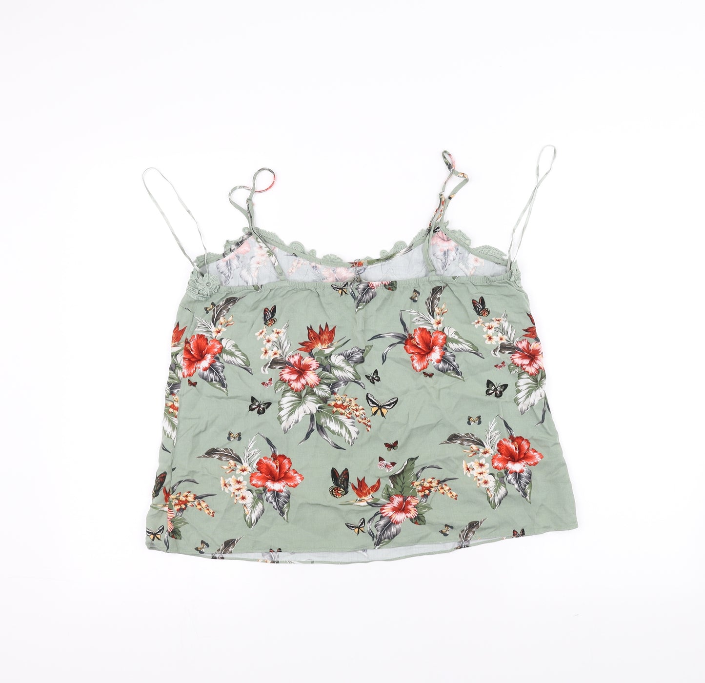 Oasis Womens Green Floral  Basic T-Shirt Size 14