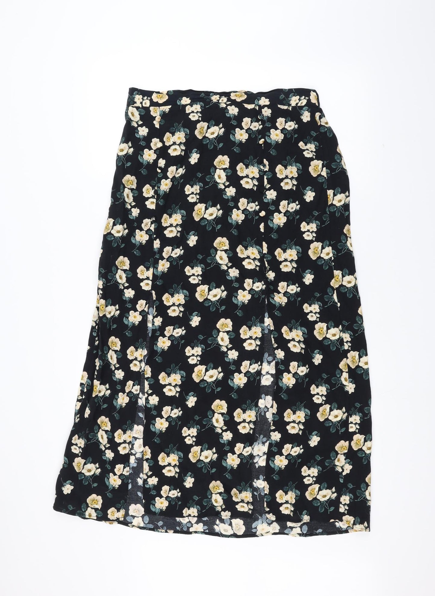 River Island Womens Black Floral  A-Line Skirt Size 14